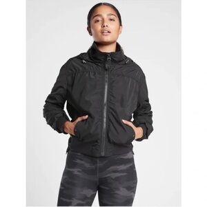 Athleta Sleek Black Bomber Jacket size medium Tall